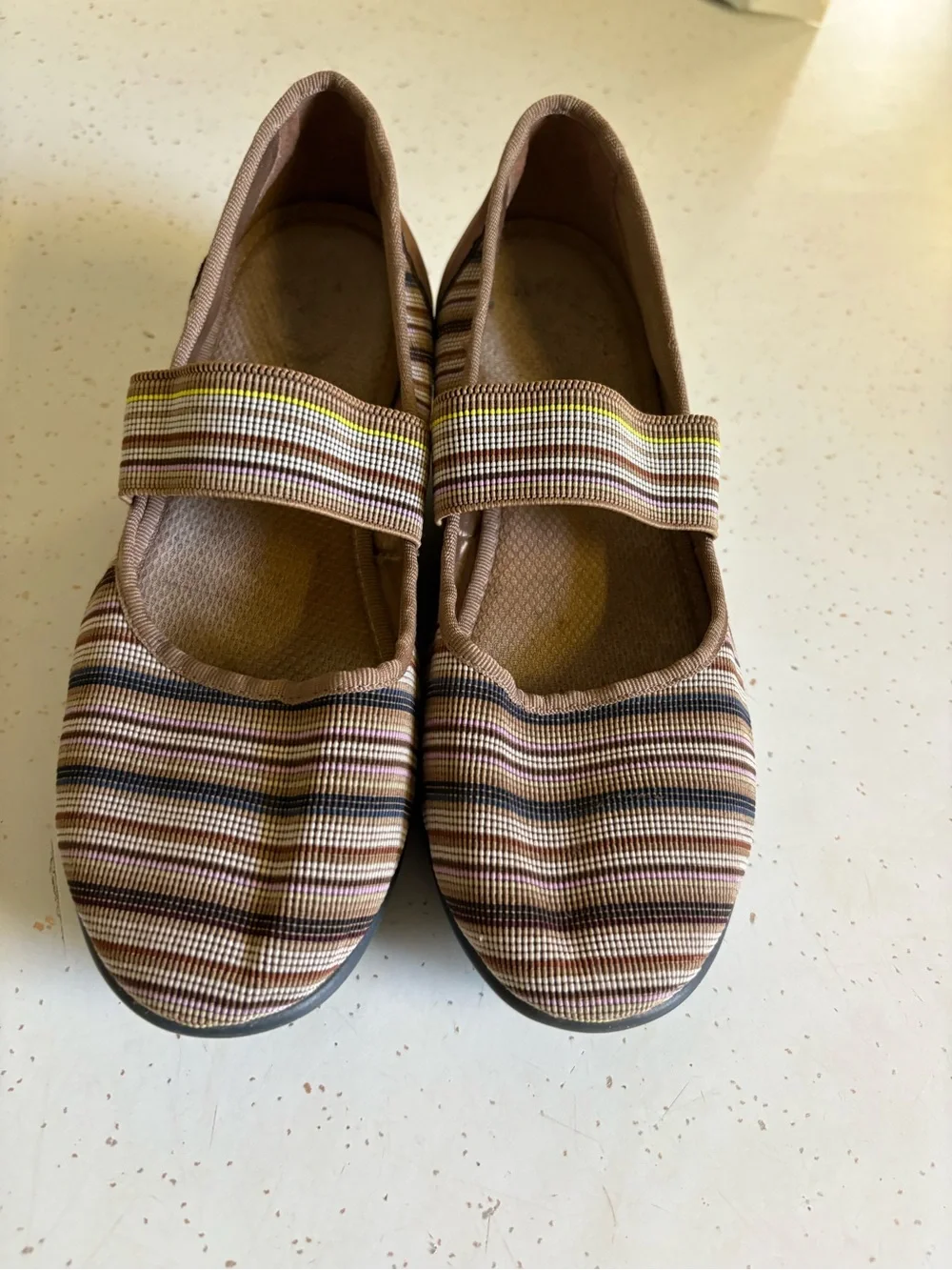 Hush Puppies Brown Striped Mary Jane Platform Wedge